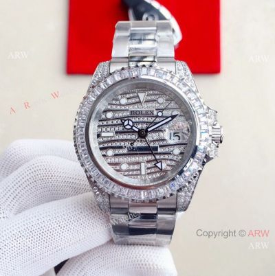 Replica Rolex GMT-Master II Iced Out Diamond Watch 41mm